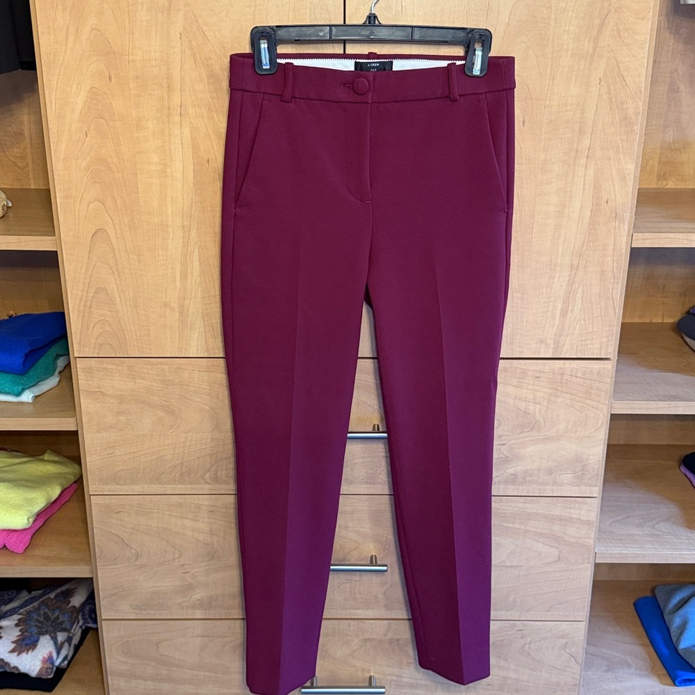 J. Crew High-Rise Cameron Pants in Maroon